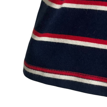 Divided Navy Blue  & Red Striped Cropped Tank Top