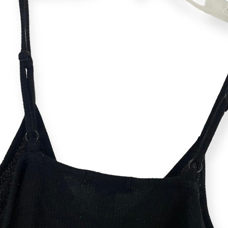 Bozzolo Black Soft Knit Cropped Button Front Tank Top