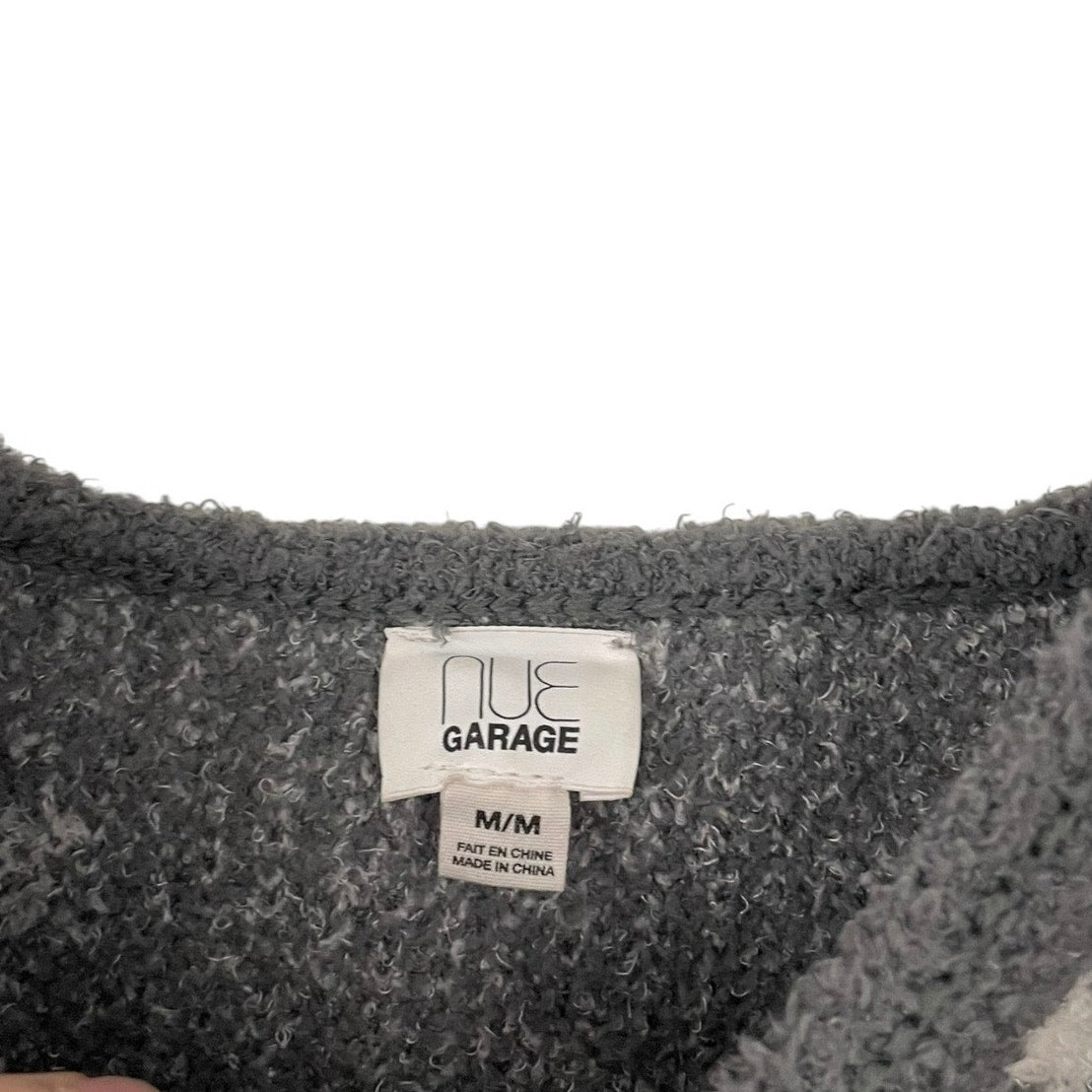 Nue Garage Fuzzy Grey & White Star Print Cropped Knit Tank Top