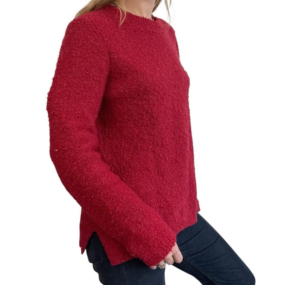 Red Knit Crewneck Sweater