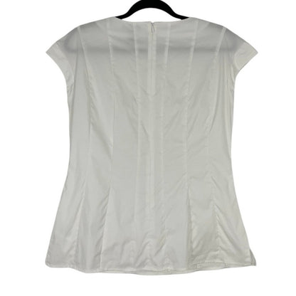 Doncaster White Pleated Short Sleeve Blouse