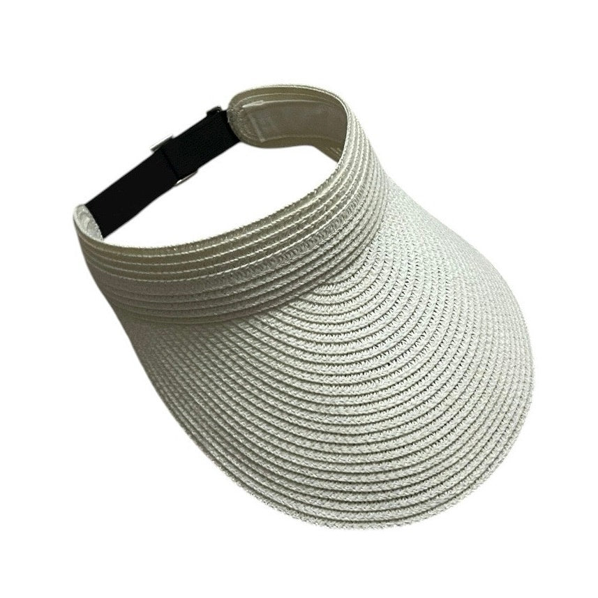NWOT Cream Woven Paper Sun Visor Hat