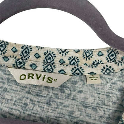 Orvis Blue & Cream Boho Quarter Sleeve Top