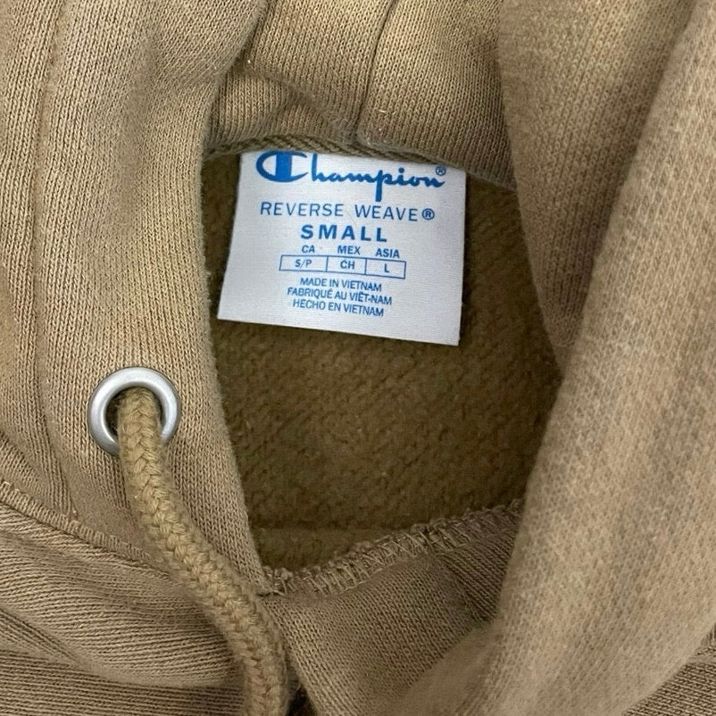 Champion Beige Logo Graphic Hoodie Sweatshirt