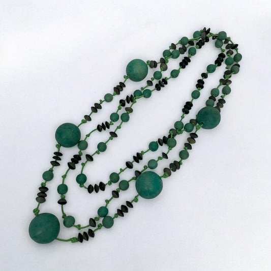 Green Chunky Beaded Layered Necklace