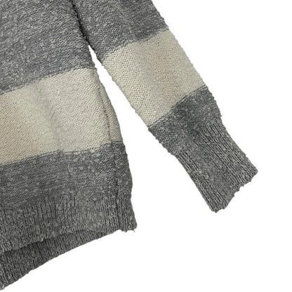 Knox Rose Grey & Cream Striped Knit V-Neck Sweater