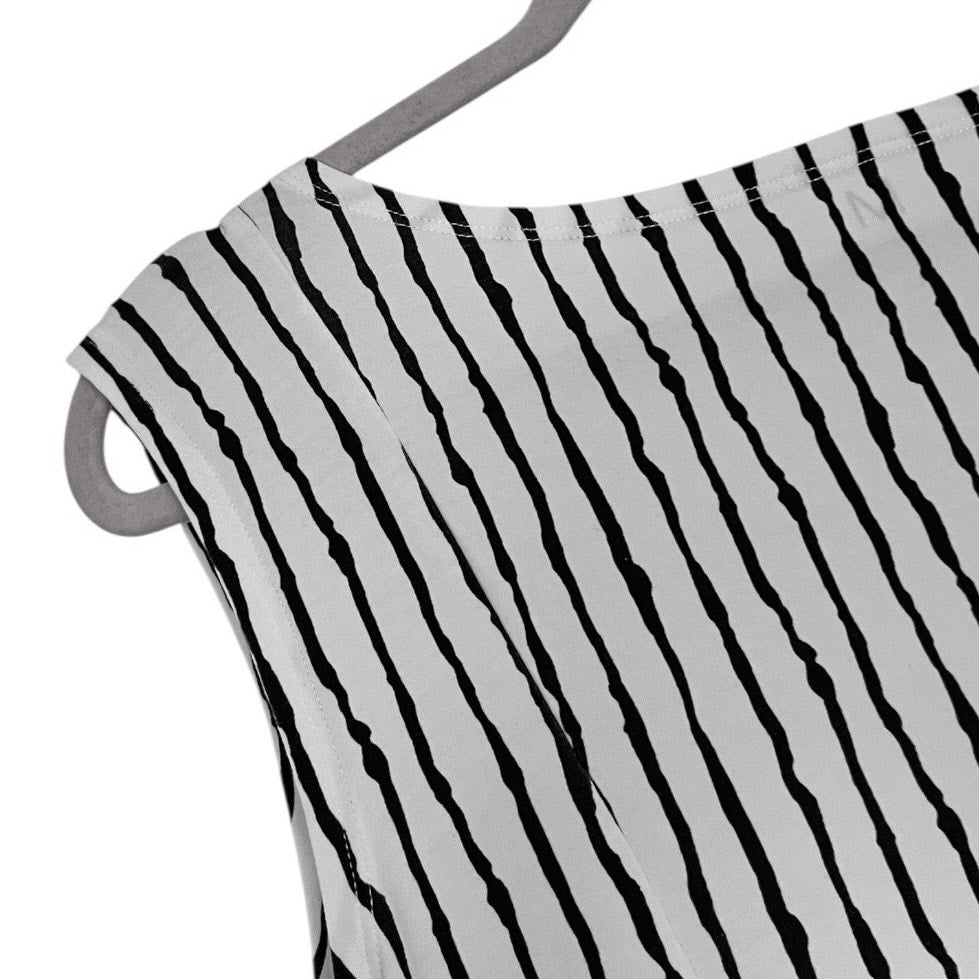 Matthildur Black & White Abstract Striped Midi Dress