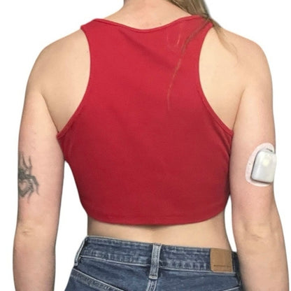 SHEIN Red Cropped Graphic Ribbed Tank Top