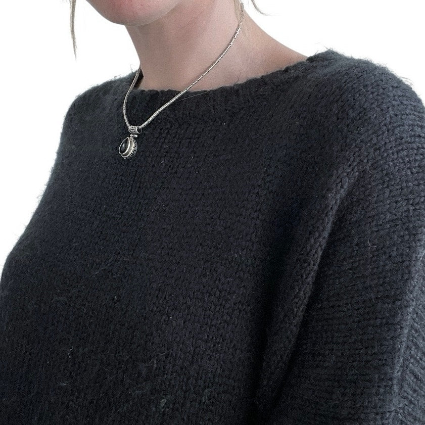 Wooden Ships Black Knit Crewneck Mohair x Wool Sweater