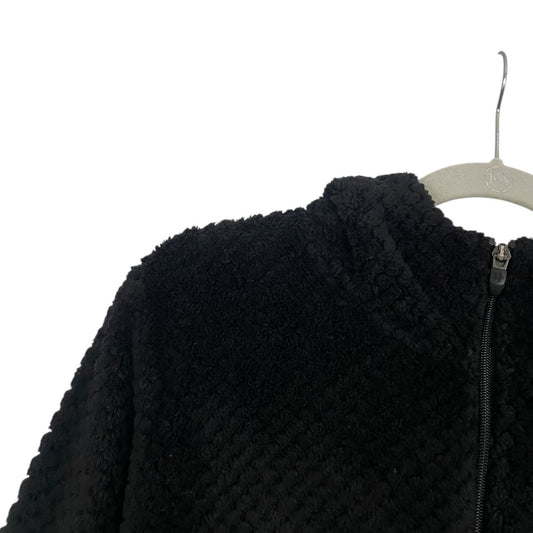Kohl's Black Fluffy Quarter Zip Hoodie Sweatshirt