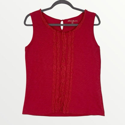 Eddie Bauer Pink Ruffled Tank Top Blouse
