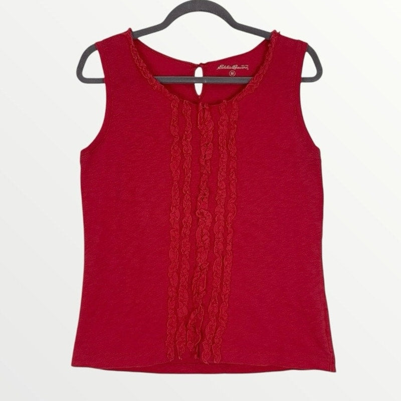 Eddie Bauer Pink Ruffled Tank Top Blouse