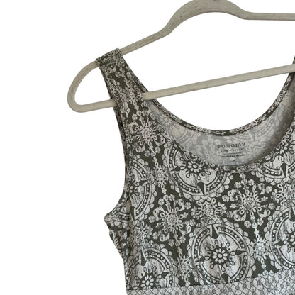 Sonoma Olive Green Medallion Print Boho Maxi Everyday Dress