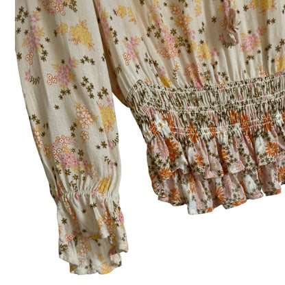 DR2 Sheer Spring Floral Long Sleeve Blouse