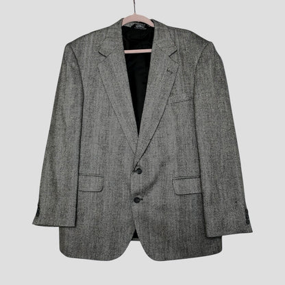 Haggar Mens Grey Gentleman's Fit Imperial Two Button Blazer Suit Coat