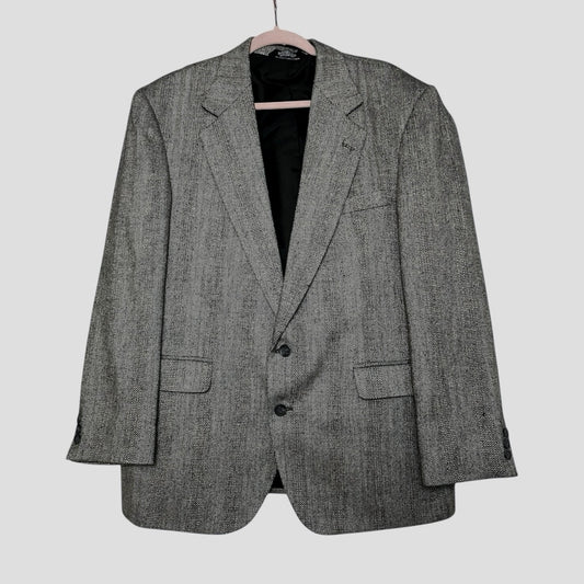 Haggar Mens Grey Gentleman's Fit Imperial Two Button Blazer Suit Coat