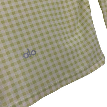 ALO Yoga Sheer Green Gingham Long Sleeve Cropped Top