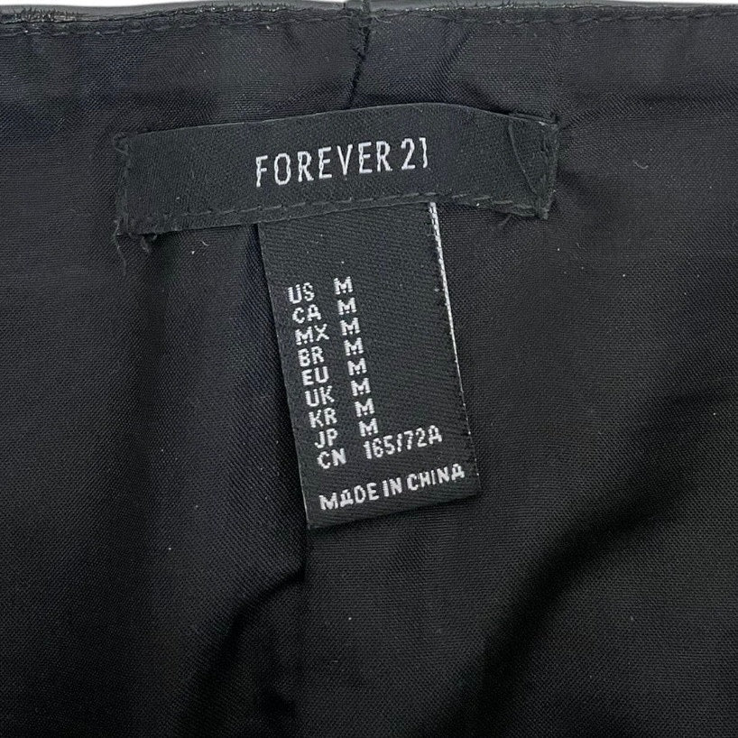 Faux Leather Black & White Hand Painted Abstract Y2K Zip Up Mini Skirt