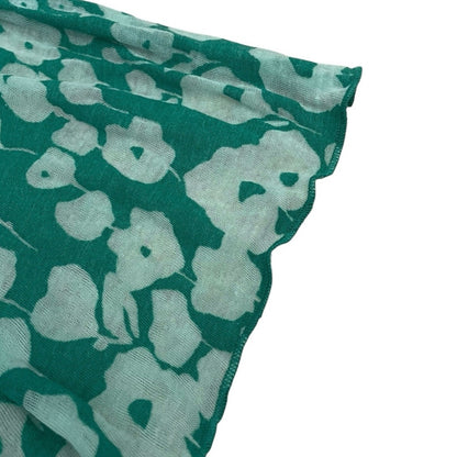 Teal Sheer Floral Print Long Scarf