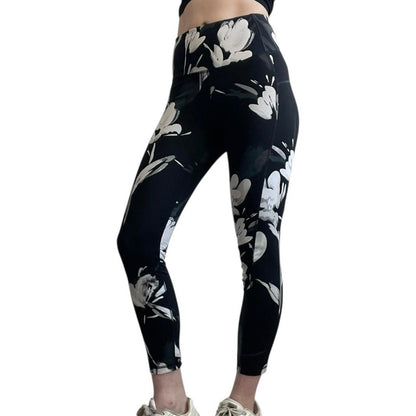 All In Motion Black & White Floral Active High Rise Leggings