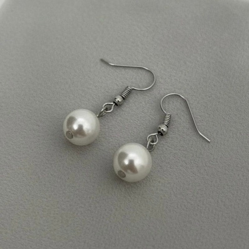 Vintage Silver Faux Pearl Earrings