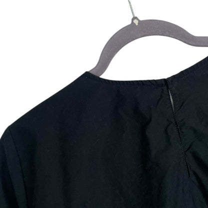 Trafaluc by Zara Black Mini Dress with Lace Up Floral Embroidered Long Sleeves