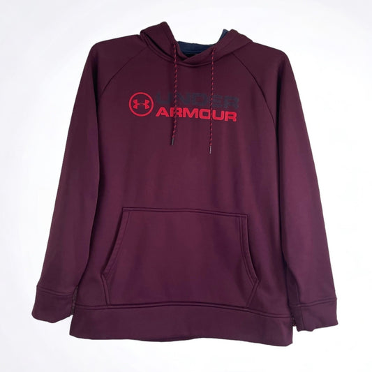 Under Armour Mens Coldgear Storm Maroon Loose Hoodie Sweatshirt