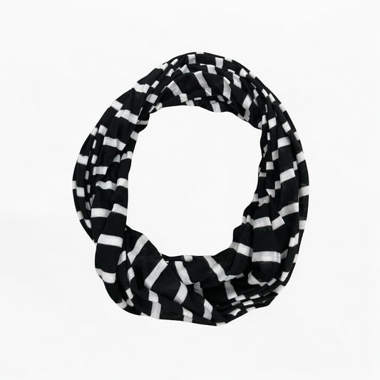 Black & White Striped Infinity Scarf