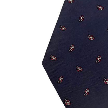 Watch Hill by Berkley Vintage Navy Blue & Red Paisley Silk Mens Neck Tie