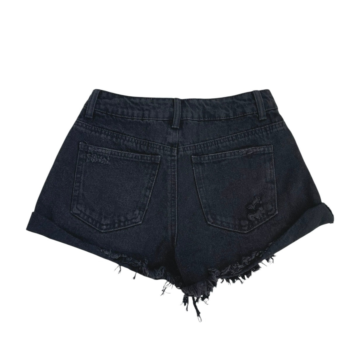 Forever 21 Black Distressed High Rise Mini Denim Jean Shorts