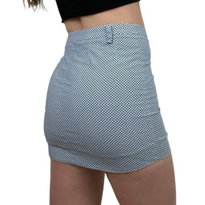 Sky and Sparrow Blue & White Patterned Mini Skirt
