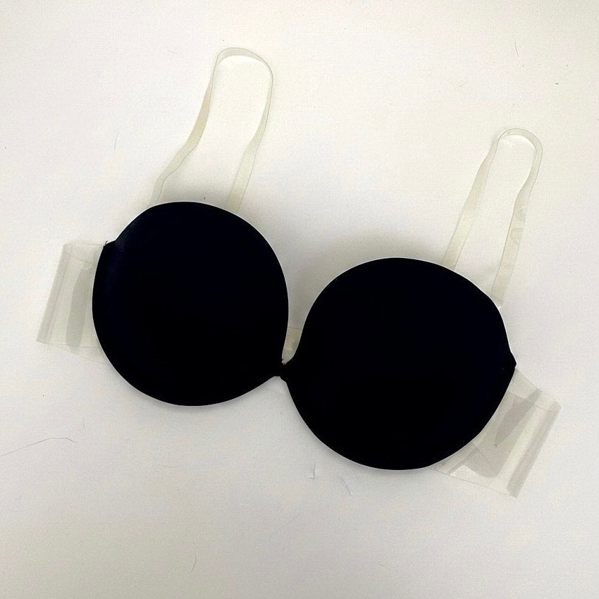 Angelina Black Push Up Clear Back Convertible Underwire Bra