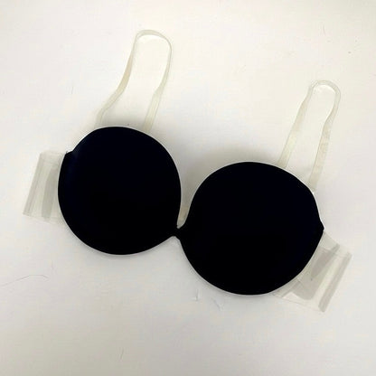 Angelina Black Push Up Clear Back Convertible Underwire Bra