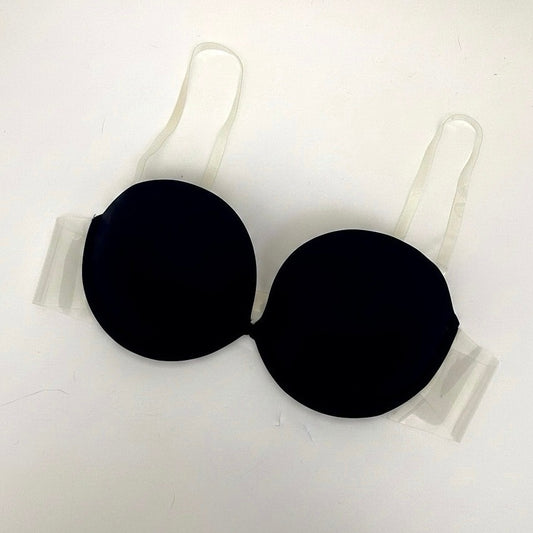 Angelina Black Push Up Clear Back Convertible Underwire Bra