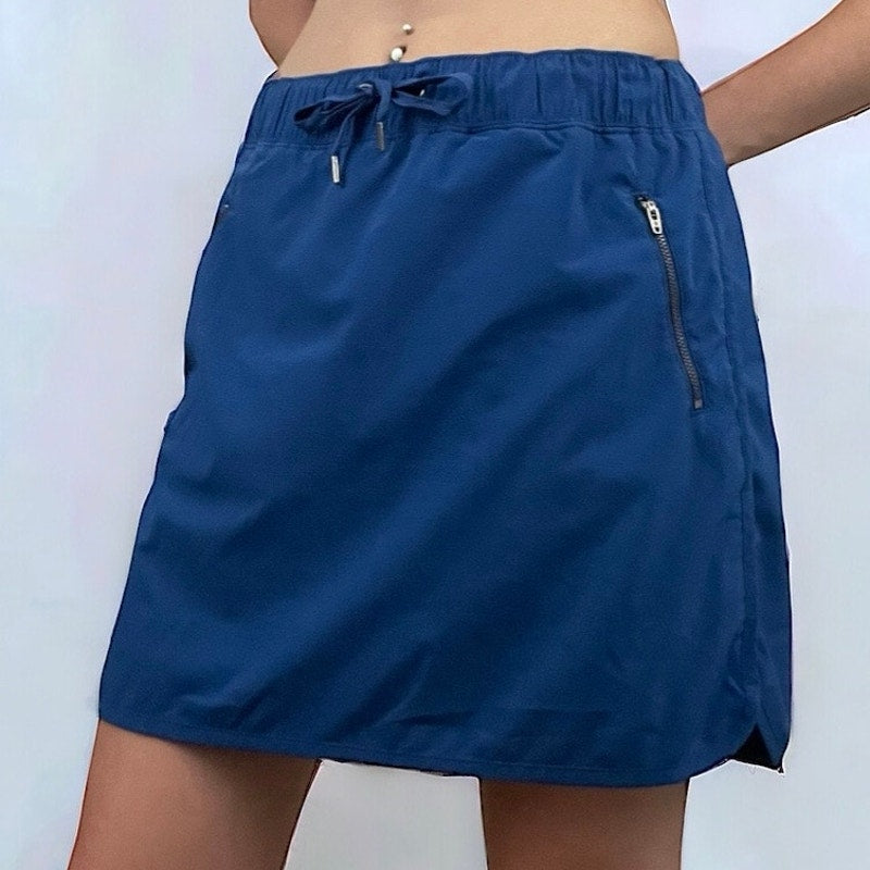 Athleta Blue Athletic Mini Golf Tennis Skirt with Shorts Lining