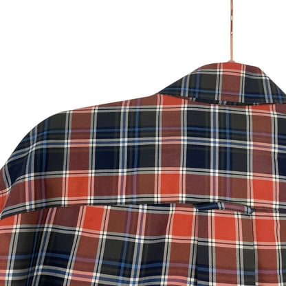 Orvis Mens Blue & Orange Plaid Long Sleeve Button Down Shirt