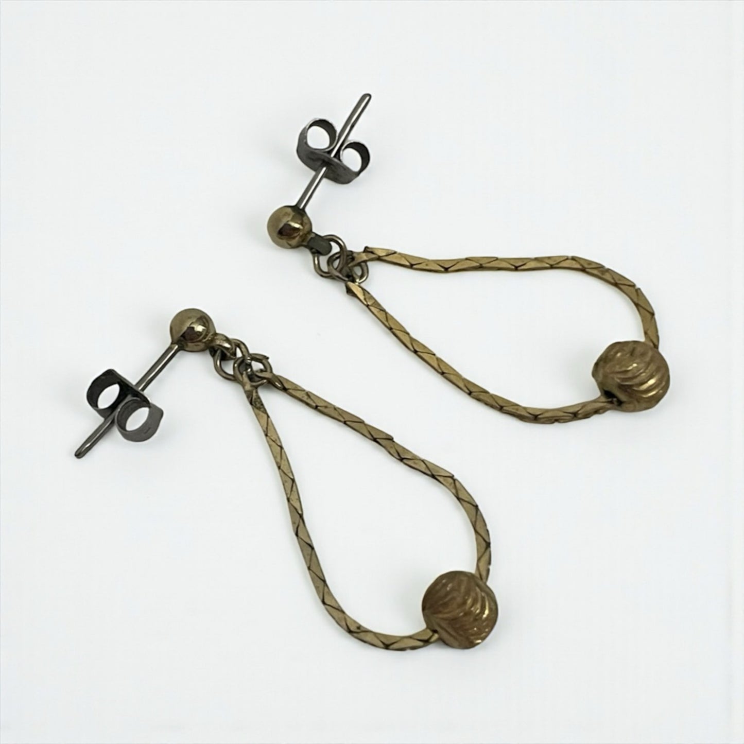 Vintage Gold Chain Beaded Earrings