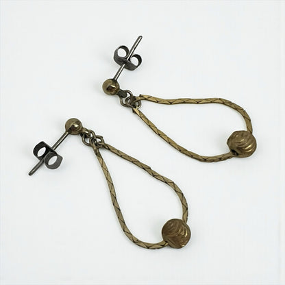Vintage Gold Chain Beaded Earrings