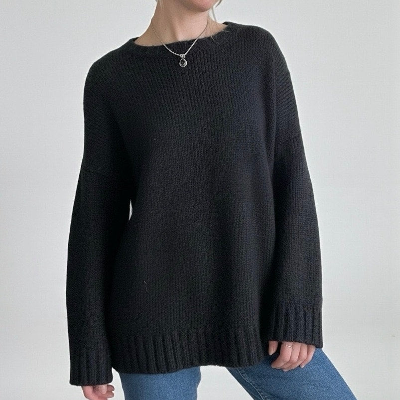 Wooden Ships Black Knit Crewneck Mohair x Wool Sweater