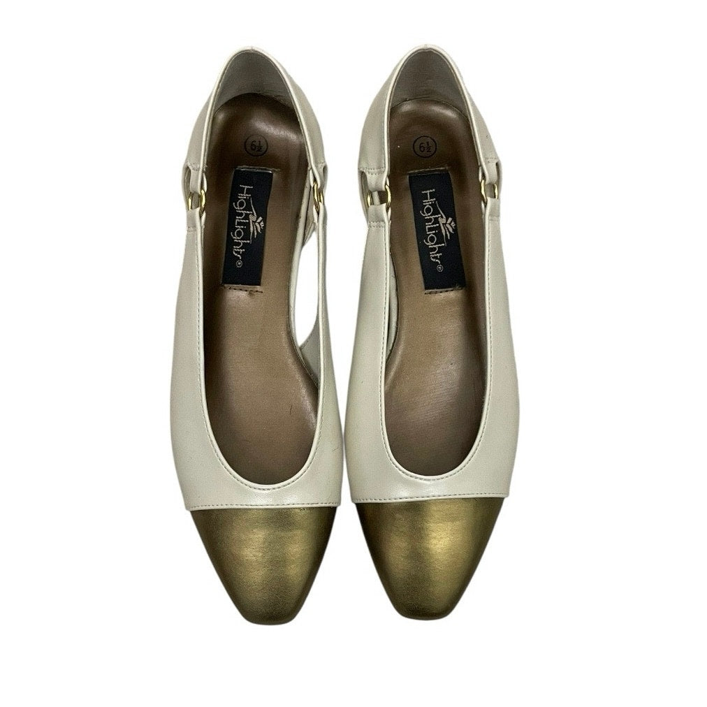 Highlights Vintage Bone Cream & Gold Tip Flats