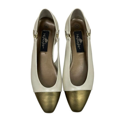 Highlights Vintage Bone Cream & Gold Tip Flats