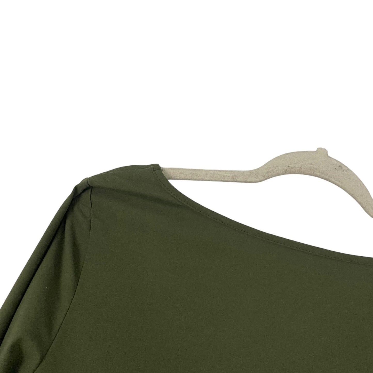 Trendy Queen Olive Green Ruched Sweetheart Neck Long Sleeve Cropped Blouse