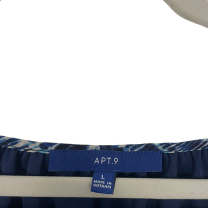 Apt. 9 Blue & White Sheer Long Bell Sleeve Blouse