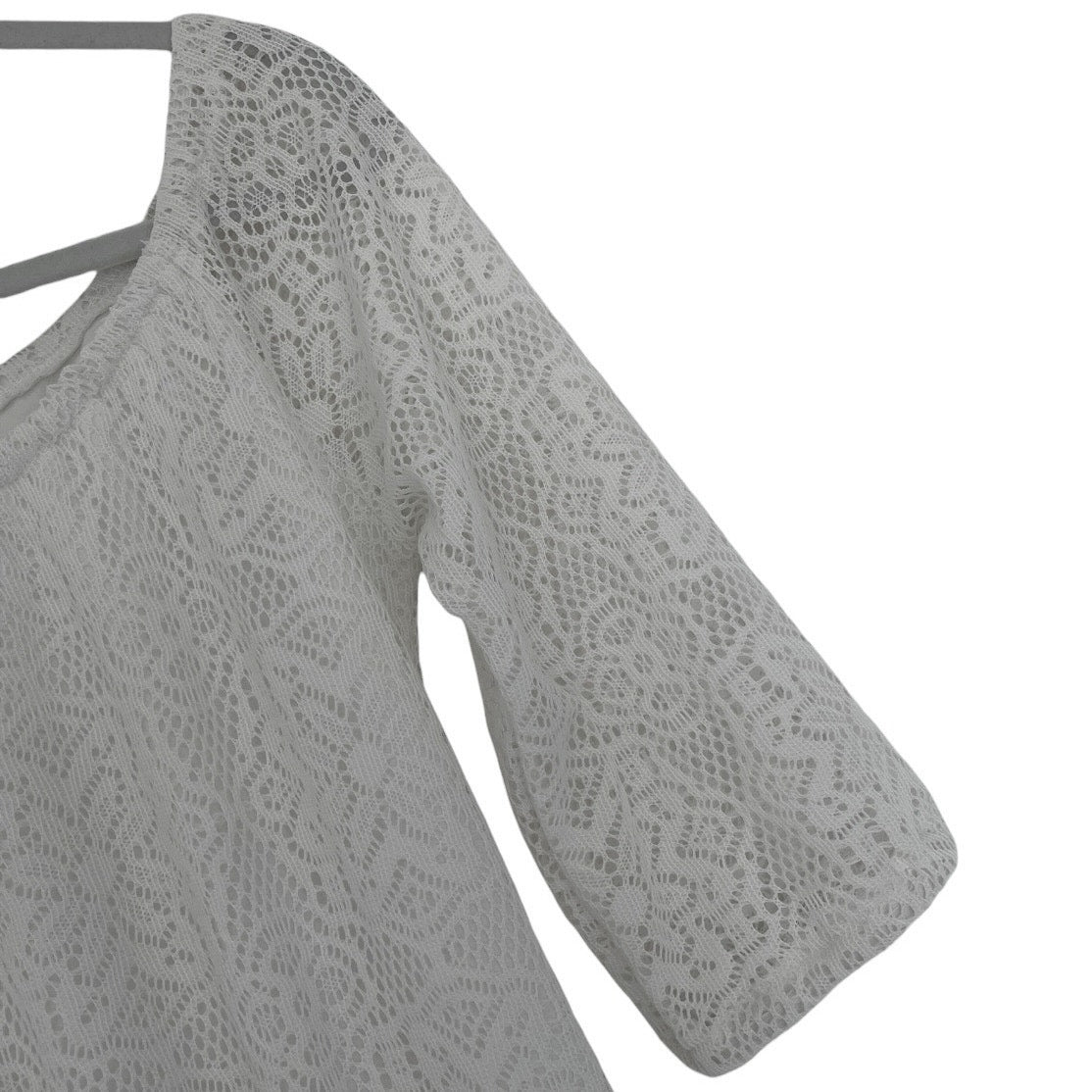 Delia's Sheer White Lace 3/4 Sleeve A-Line Mini Dress