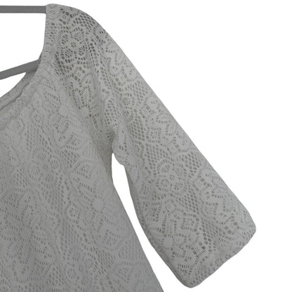 Delia's Sheer White Lace 3/4 Sleeve A-Line Mini Dress