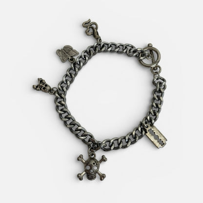 Chunky Silver Chain Charm Bracelet