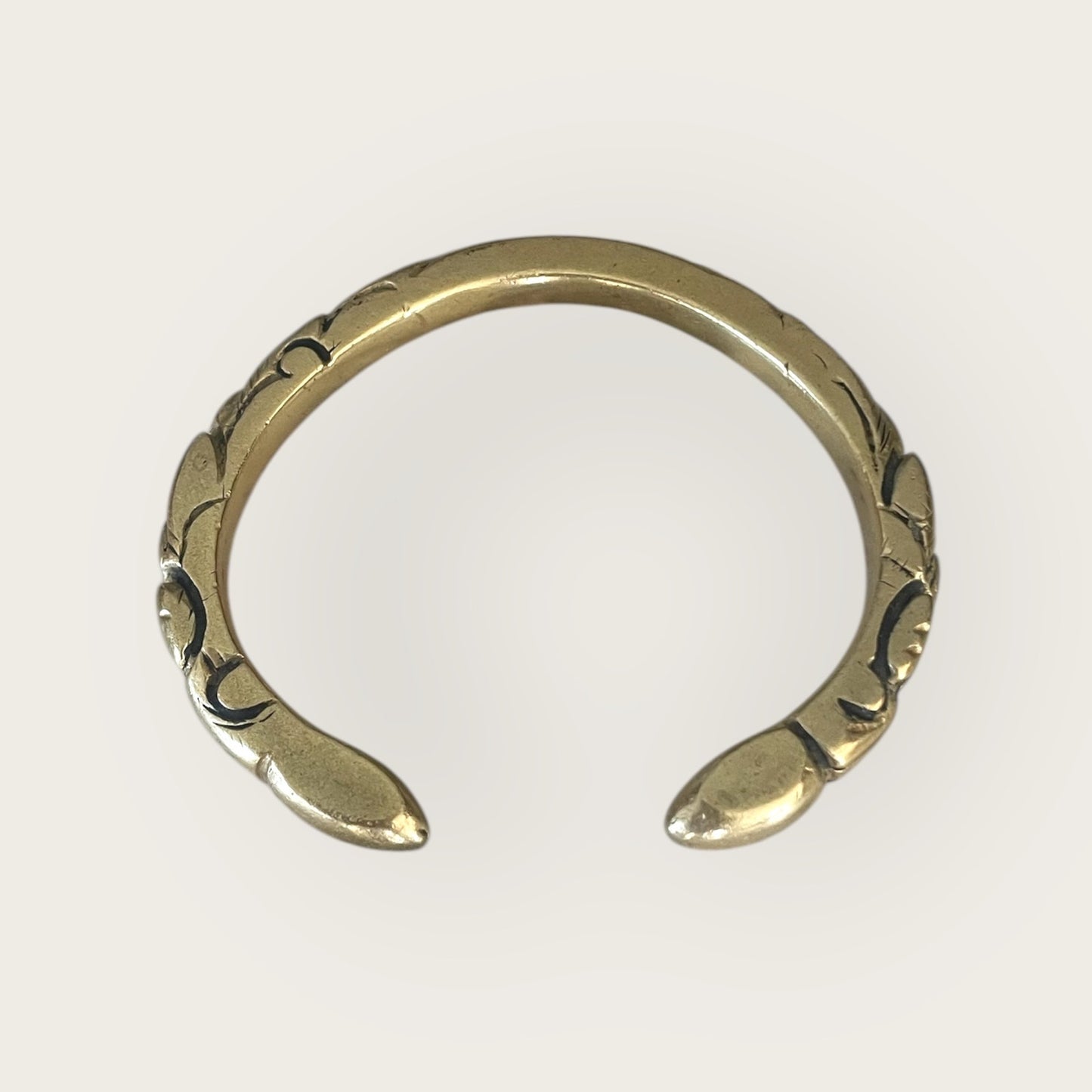 Gold Vintage Double Snake Head Open Bangle Bracelet