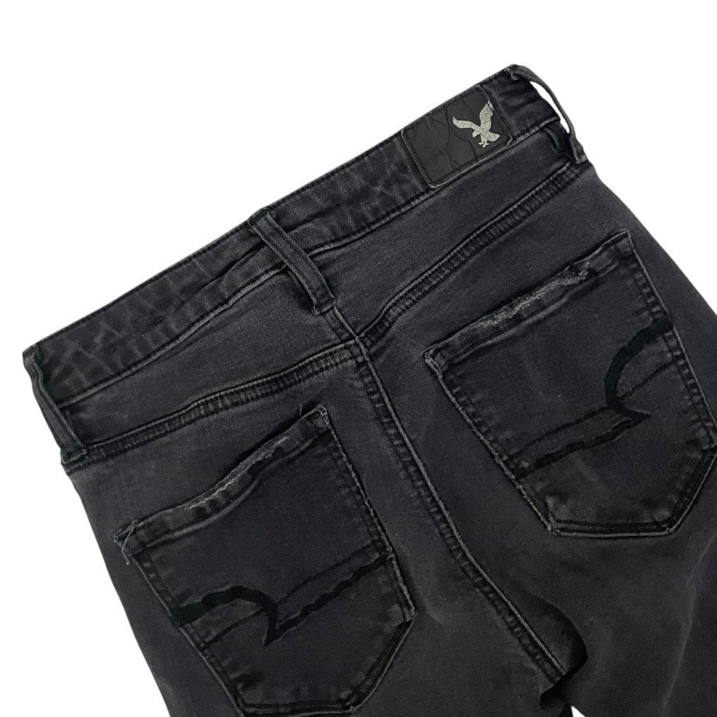 American Eagle Distressed Black Super Stretch Super Hi-Rise Jegging