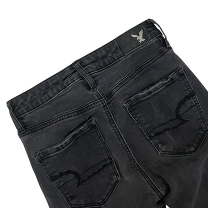 American Eagle Distressed Black Super Stretch Super Hi-Rise Jegging