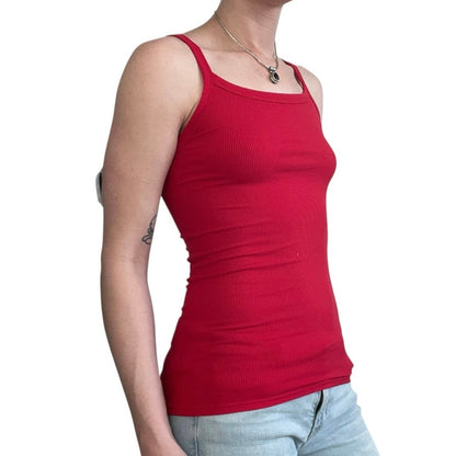 No Boundaries Red Ribbed Tank Top